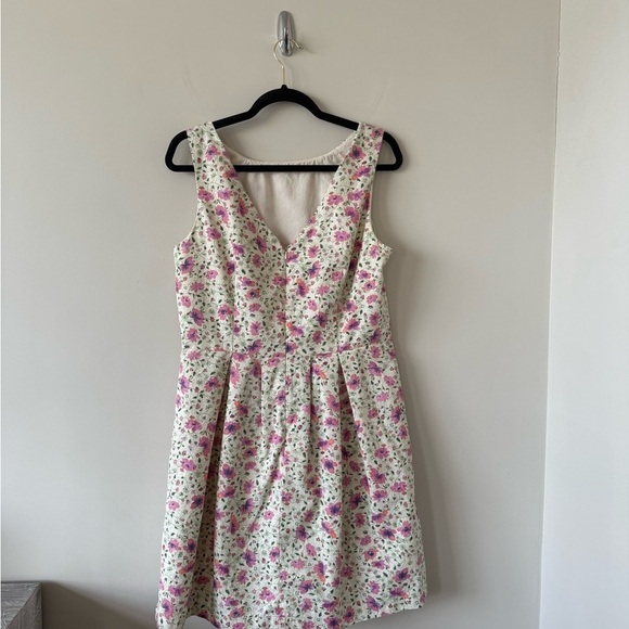 PINK MARTINI -100% Cotton Dainty Floral Drop Waist Midi Dress (Size:Large) - Picture 8 of 12